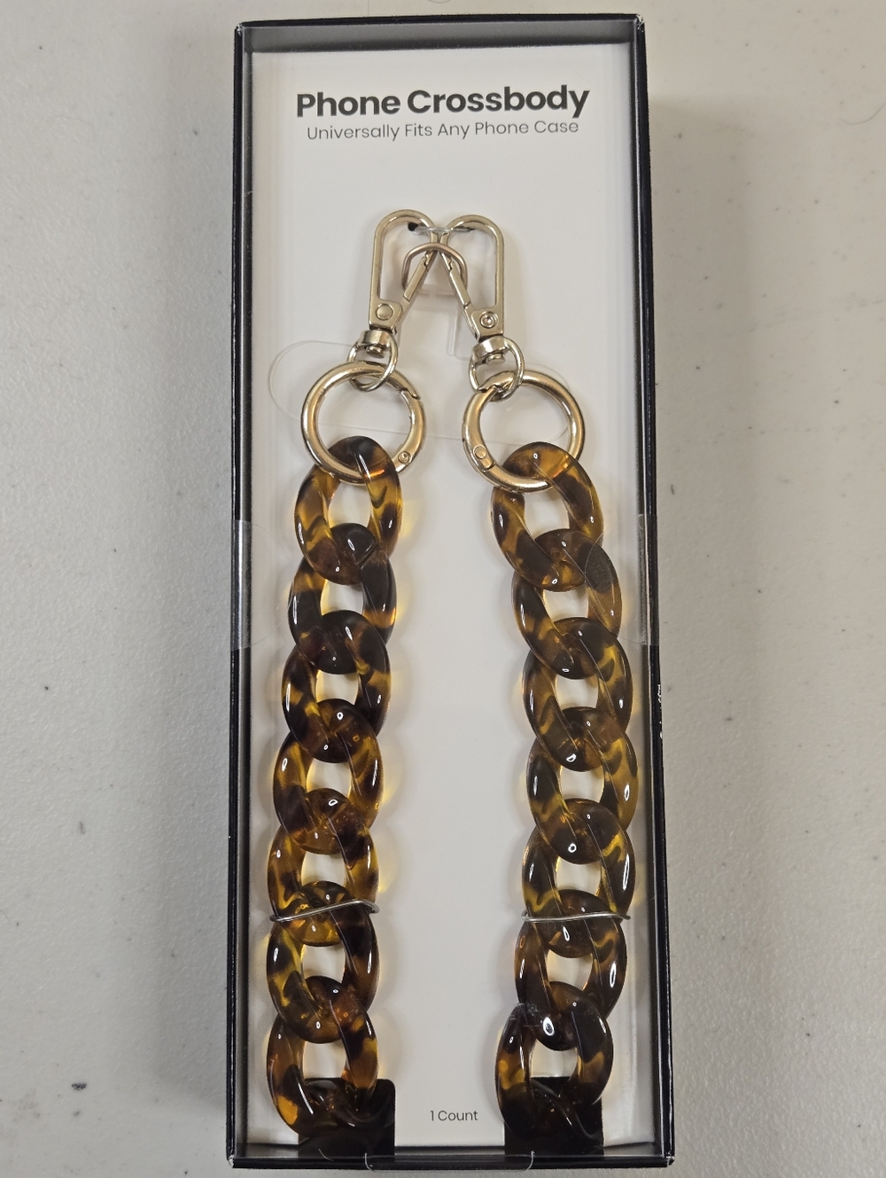 NWT Tortoise Shell Chain Phone Crossbody Strap With Gold Hardware - Picture 2 of 7